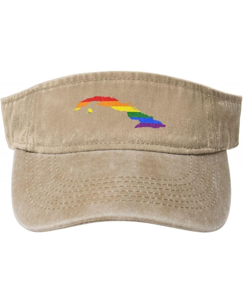 LGBT Flag Map of Cuba Sun Visor Hats for Women Men Sun Hat Vintage Golf Hat Adjustable Baseball Cap Natural $10.15 Visors