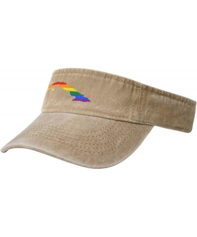 LGBT Flag Map of Cuba Sun Visor Hats for Women Men Sun Hat Vintage Golf Hat Adjustable Baseball Cap Natural $10.15 Visors