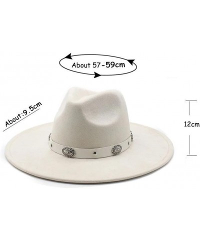 Vintage Suede Fedora Hat 9.5Cm Wide Brim Gentleman Church Jazz Hats for Women Men Trilby Hat White $15.09 Fedoras