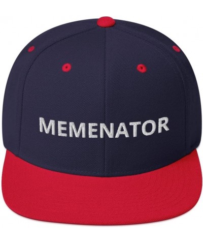 Memenator Funny Meme Lover Flatbrim Flat Brim Snapback Hat Cap Navy/ Red $14.53 Baseball Caps