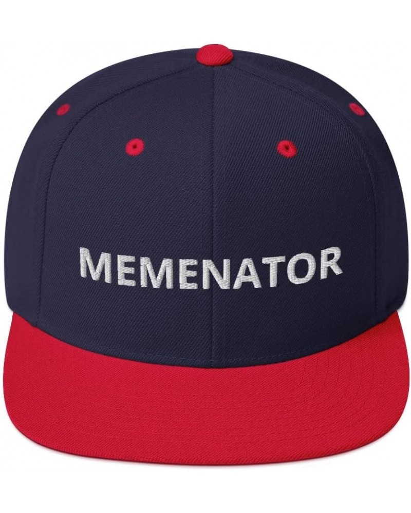 Memenator Funny Meme Lover Flatbrim Flat Brim Snapback Hat Cap Navy/ Red $14.53 Baseball Caps