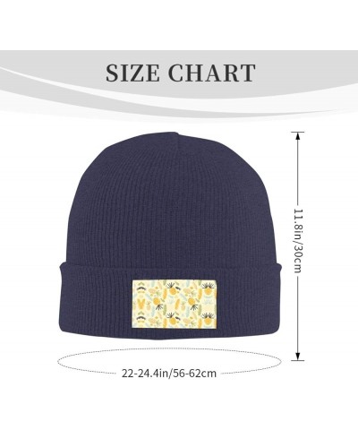 Pineapple Pattern Print Beanie Hat Knitted Cap for Men Women,Thin Warm Knit Slouchy Ski Cap Winter Hip Hop Navy Blue $9.25 Sk...