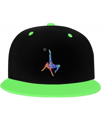 Soccer Players Shoot Fast Snapback Hat for Men Women Baseball Cap Trucker Flat Bill Hats Dad Caps Green $11.88 Baseball Caps