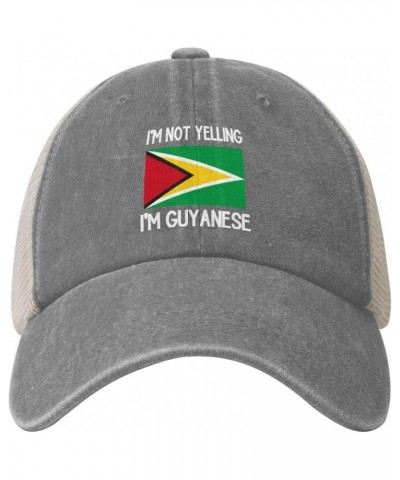 Washed Cotton Mesh Cap I'm Not Yelling I'm Guyanese Baseball Cap Adjustable Dad Hat Cowboy Trucker Hat,Black Gray $11.80 Base...