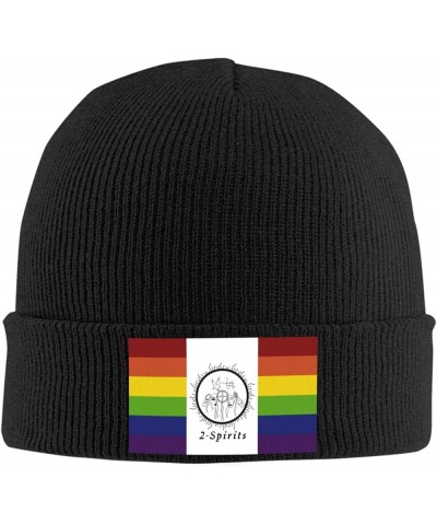 Two Spirits Pride Flag LGBTQ Cozy Knitted Hat for Winter - Warm Comfort Black Black $15.66 Skullies & Beanies