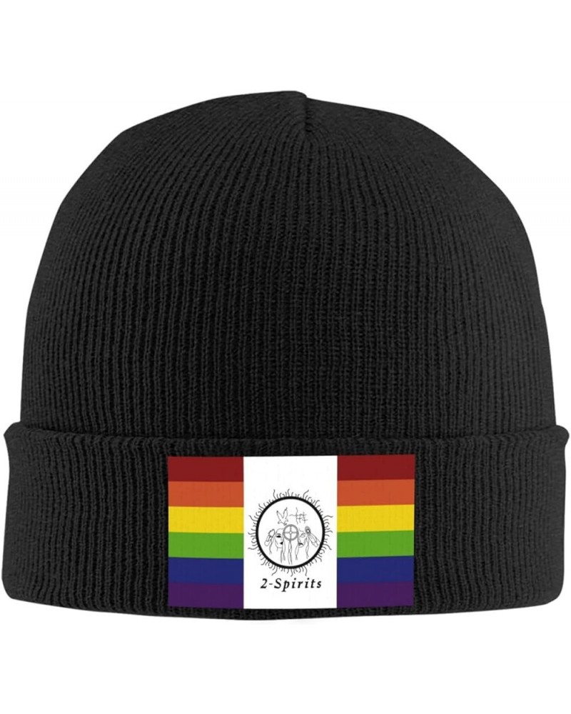 Two Spirits Pride Flag LGBTQ Cozy Knitted Hat for Winter - Warm Comfort Black Black $15.66 Skullies & Beanies