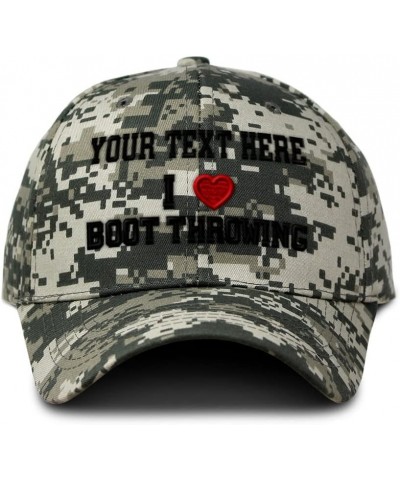 Custom Camo Baseball Cap I (Love) Boot Throwing Red Heart Sports Lovers Cotton Pixel Camo Personalized Text Here $18.87 Baseb...