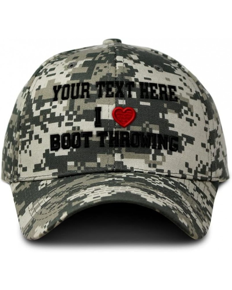 Custom Camo Baseball Cap I (Love) Boot Throwing Red Heart Sports Lovers Cotton Pixel Camo Personalized Text Here $18.87 Baseb...