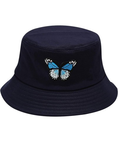 Men Women Hats and caps,Women's Butterfly Printing Sunshade Fisherman's Hat Basin Hat Outdoor Bucket Hat Navy $8.31 Fedoras