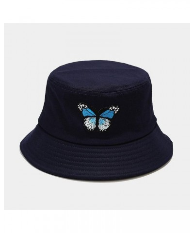 Men Women Hats and caps,Women's Butterfly Printing Sunshade Fisherman's Hat Basin Hat Outdoor Bucket Hat Navy $8.31 Fedoras