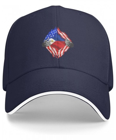 Philppines USA Flag Baseball Caps Woman Mens Fashionable Adjustable Duck Tongue Hat Sandwich Dad Hat Navy Blue $13.27 Basebal...