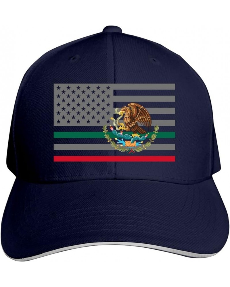 American Mexico Flag Adjustable Sandwich Hat Baseball Hat Dad Hat Casquette Hat Navy $9.35 Baseball Caps