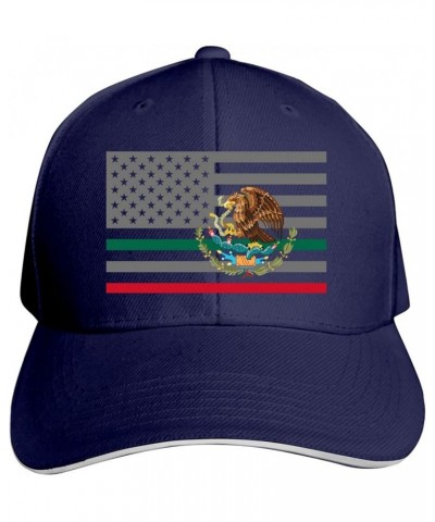 American Mexico Flag Adjustable Sandwich Hat Baseball Hat Dad Hat Casquette Hat Navy $9.35 Baseball Caps