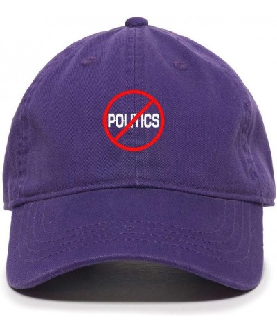 No Politics Baseball Cap Embroidered Cotton Adjustable Dad Hat Purple $13.10 Baseball Caps