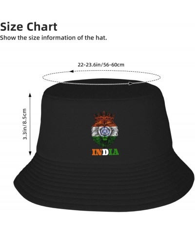 Bucket Hat for Men Women Adult Printed Fishing Hats Sun Hats Novelty Bucket Hats for Man Woman Black Lion India Flag $9.65 Bu...