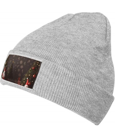 Unisex Beanie for Men and Women Christmas Decorate Knit Hat Winter Beanies Soft Warm Ski Hats Gray $12.52 Skullies & Beanies