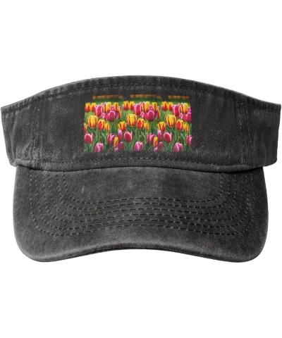 Poppy Flowers Print Stylish Denim Open-Top Sun Hat for Everyday Wear and Sports Red Tulips $13.18 Sun Hats