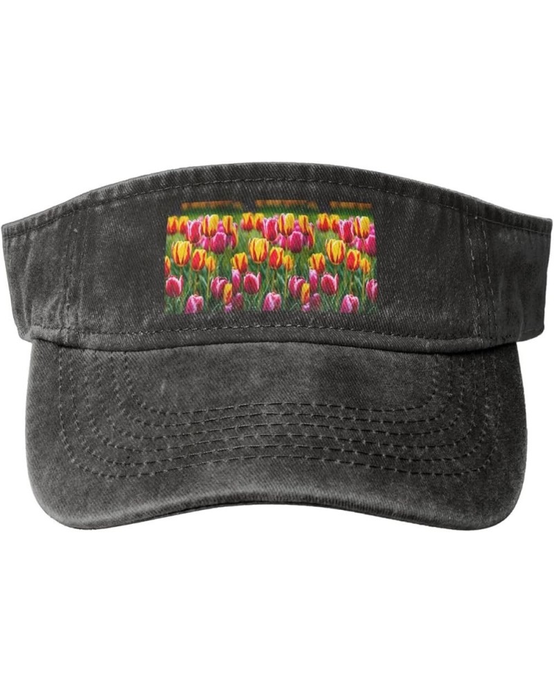 Poppy Flowers Print Stylish Denim Open-Top Sun Hat for Everyday Wear and Sports Red Tulips $13.18 Sun Hats