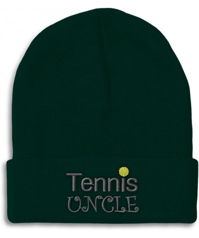 Beanies for Men Tennis Uncle Embroidery Humor Tennis Lover Winter Hats for Women Acrylic Skull Cap 1 Size Forest Green Person...