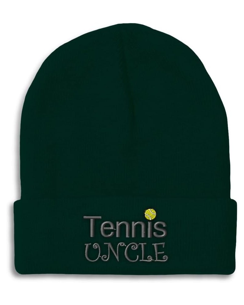 Beanies for Men Tennis Uncle Embroidery Humor Tennis Lover Winter Hats for Women Acrylic Skull Cap 1 Size Forest Green Person...