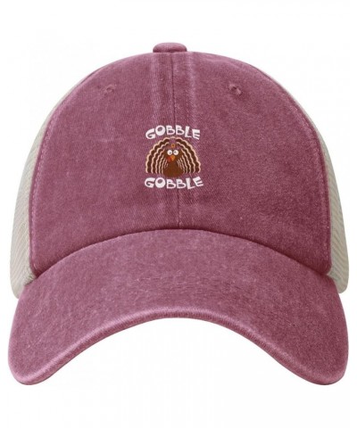 Gobble Gobble Hat Mens Vintage Distressed Baseball Caps with Breathable Mesh Back Trucker Hat Black Red $10.76 Baseball Caps