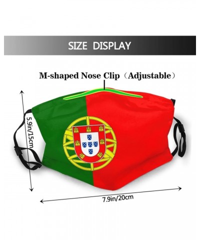 Portugal Flag Face Mask Adjustable Breathable Balaclava with Filter Black $8.56 Balaclavas