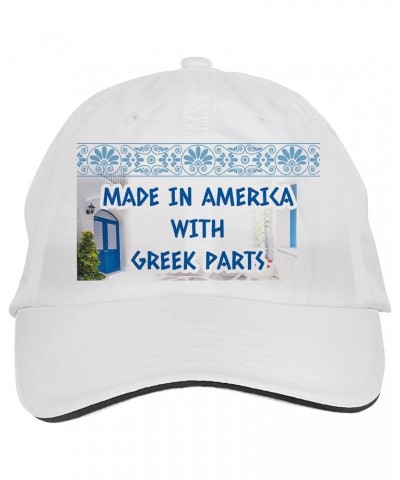 Made in America with Greek Parts Greece Greek Hat Adjustable Cap, DesB32 White $13.11 Baseball Caps