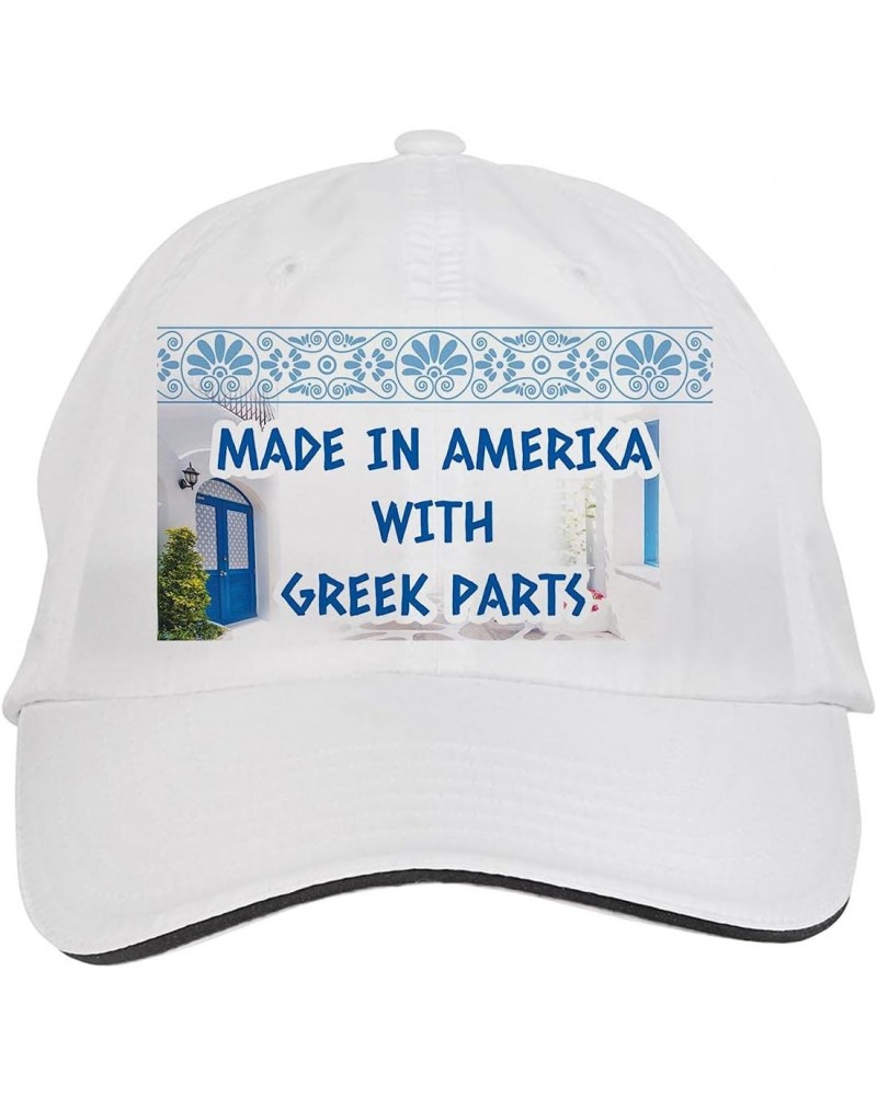 Made in America with Greek Parts Greece Greek Hat Adjustable Cap, DesB32 White $13.11 Baseball Caps