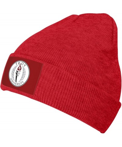 Troy University Knit Hats for Men&Women-Daily Knit Ribbed Cap Men's Knit Cuffed Beanie Red $11.69 Skullies & Beanies