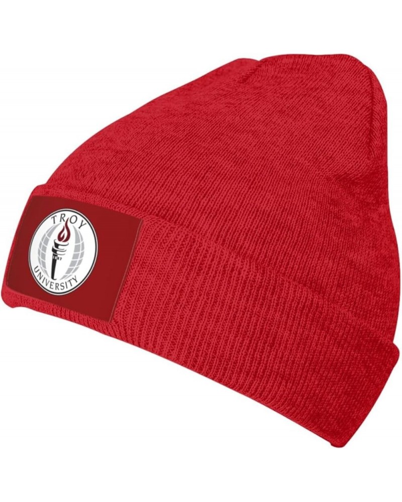 Troy University Knit Hats for Men&Women-Daily Knit Ribbed Cap Men's Knit Cuffed Beanie Red $11.69 Skullies & Beanies