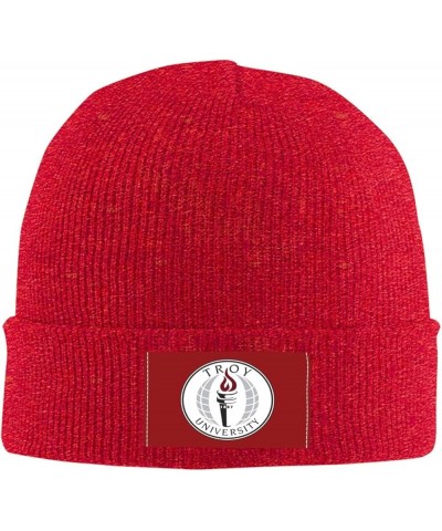 Troy University Knit Hats for Men&Women-Daily Knit Ribbed Cap Men's Knit Cuffed Beanie Red $11.69 Skullies & Beanies