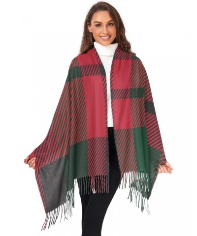 Soft Cashmere Feel Scarf Scarfs for Women Red and Black Plaid Fashion Scarves Winter Fashion Fringed Shawl Wraps $14.03 Scarves