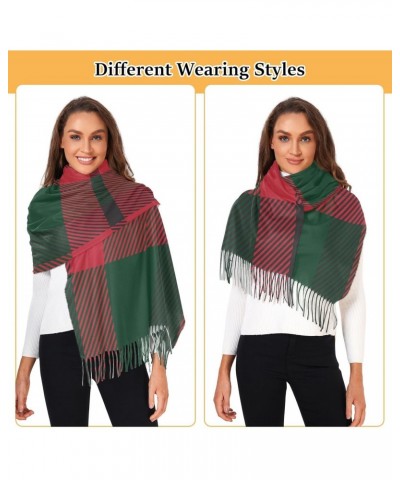 Soft Cashmere Feel Scarf Scarfs for Women Red and Black Plaid Fashion Scarves Winter Fashion Fringed Shawl Wraps $14.03 Scarves