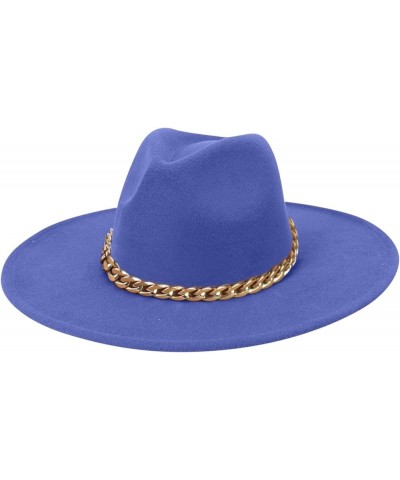 Adult Solid Sun Fashion Western Cowboy Hat Leather Windproof Hat Womens Western Hat Wool Blue-e $13.62 Fedoras