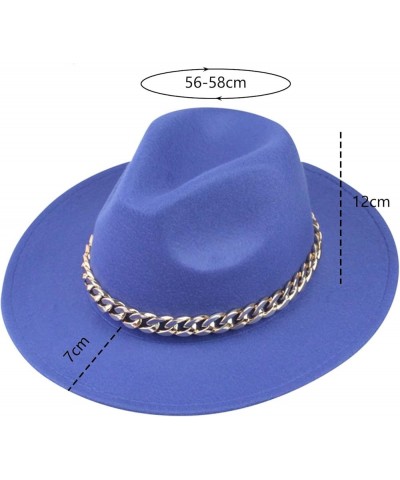 Adult Solid Sun Fashion Western Cowboy Hat Leather Windproof Hat Womens Western Hat Wool Blue-e $13.62 Fedoras