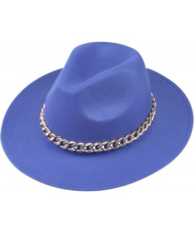 Adult Solid Sun Fashion Western Cowboy Hat Leather Windproof Hat Womens Western Hat Wool Blue-e $13.62 Fedoras