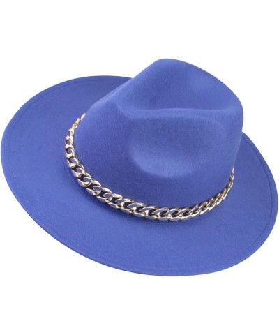 Adult Solid Sun Fashion Western Cowboy Hat Leather Windproof Hat Womens Western Hat Wool Blue-e $13.62 Fedoras