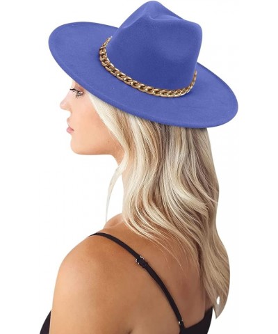 Adult Solid Sun Fashion Western Cowboy Hat Leather Windproof Hat Womens Western Hat Wool Blue-e $13.62 Fedoras