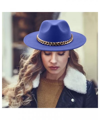 Adult Solid Sun Fashion Western Cowboy Hat Leather Windproof Hat Womens Western Hat Wool Blue-e $13.62 Fedoras