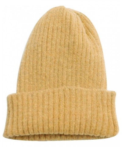 Womens Winter Knitted Hat Knitted Hats Warm Soft Slouchy Cap for Fall Cold Weather Yellow $8.13 Skullies & Beanies