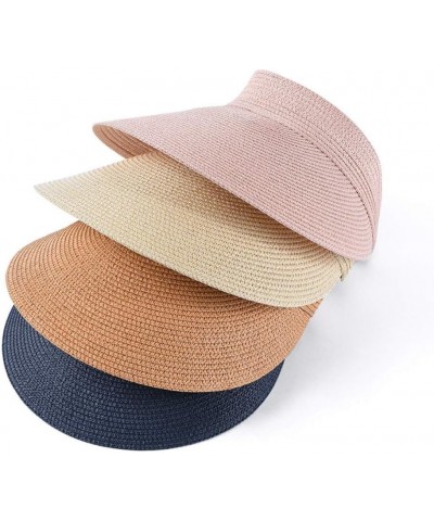 Women's Summer Straw Sun Visor Hat Fashion Adjustable Ponytail Beach Hat Sun Protection Foldable Hiking Caps Camel $10.00 Sun...