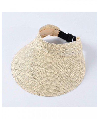 Women's Summer Straw Sun Visor Hat Fashion Adjustable Ponytail Beach Hat Sun Protection Foldable Hiking Caps Camel $10.00 Sun...