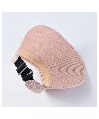 Women's Summer Straw Sun Visor Hat Fashion Adjustable Ponytail Beach Hat Sun Protection Foldable Hiking Caps Camel $10.00 Sun...