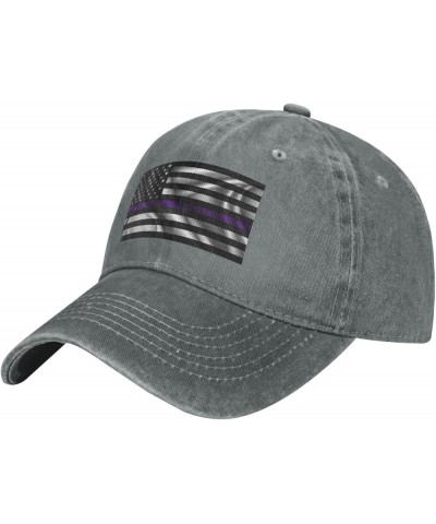 Silk Style United States Thin Purple Line Flag Baseball Cap for Men Women Hats Adjustable Vintage Cowboy Hat Sun Hat Gray $12...