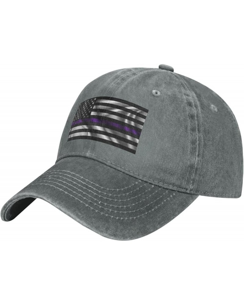 Silk Style United States Thin Purple Line Flag Baseball Cap for Men Women Hats Adjustable Vintage Cowboy Hat Sun Hat Gray $12...