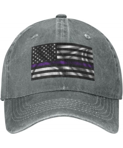 Silk Style United States Thin Purple Line Flag Baseball Cap for Men Women Hats Adjustable Vintage Cowboy Hat Sun Hat Gray $12...