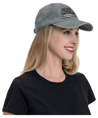 Silk Style United States Thin Purple Line Flag Baseball Cap for Men Women Hats Adjustable Vintage Cowboy Hat Sun Hat Gray $12...