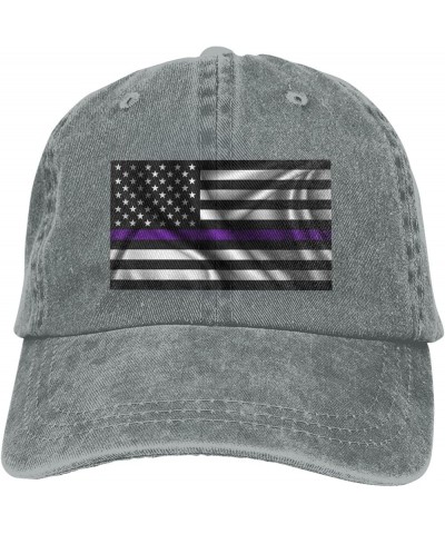 Silk Style United States Thin Purple Line Flag Baseball Cap for Men Women Hats Adjustable Vintage Cowboy Hat Sun Hat Gray $12...