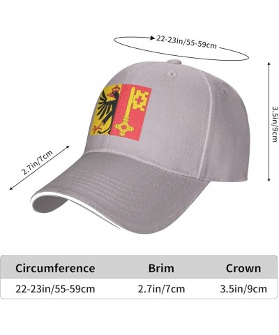 Flag of Canton of Geneva Sandwich Hat Adjustable Baseball Cap Black Gray $13.02 Baseball Caps