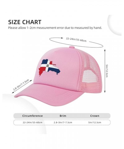 Dominican Flag Map Trucker Cap Adjustable Solid Color Mesh Baseball Cap for Men Women Black Pink $15.23 Baseball Caps